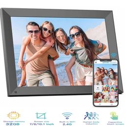 Frameo 32GB Memory 10.1 Inch Smart Digital Picture Frame WiFi IPS HD 1080P Electronic Digital Po Frame with motin sensor 240115