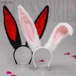 Headbands Cute Girls Plush Long Rabbit Ear Hair Bands Headwear Headband Women Girl Lolita Cosplay Hair Accessories Headdress Hair Hoop YQ240116