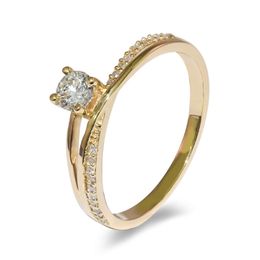 ROOMY Fashion Gold Jewellery Woman Wedding Half Pave Set Band 4-Claw Lab Grown Diamond Engagement Ring