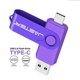 USB Flash Drives TYPE-C USB Stick Purple USB Flash Drive 64GB OTG Key Chain Pen Drive High Speed Pendrive for Mobile Phone 32GB Free Custom
