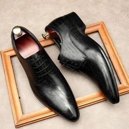 Retro Italian Mens Dress Genuine Leather Designer Handmde Comfortable Fashion Daily Office Social Shoes Oxfords Man