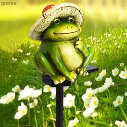 Lawn Lamps Frog Solar Lights Garden Stake Waterproof Outdoor Solar Stake Lights Solar Pathway Lights Frog Shape Yard Decorations Lights YQ240116