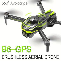 B6 Brushless Folding Drone 2.4G Optical Flow GPS With Dual Lens WIFI Professional Aerial Photographer Small Size With Rudder Gimbal GSP One Button Return.