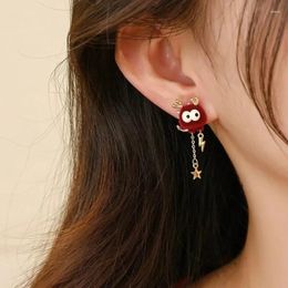 Dangle Earrings 2024 Cartoon Red Flocking For Women Chinese Loong Jewelry