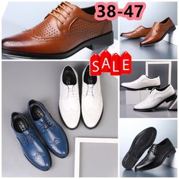 Designers Shoes Casual Shoes Mans Blacks Blue white brown Leather Shoes Pointed Toe banquet suit Man's Business heel EUR 38-47 Low prices
