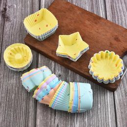 Baking Moulds 5 Pieces Silicone Candy Particles Colorful Cake Mafen Cups Circular Star Shaped Egg Tart Molds Household Kitchen Tools