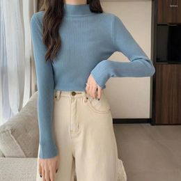 Women's Blouses Spring Knitwear Top Cozy Half-high Collar Knitted Sweater For Women Soft Warm Pullover With Slim Fit Long Sleeve Fall Winter