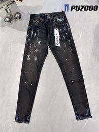 Mens Jeans Purple Jeans Designer Denim Embroidery Pants Fashion Holes Trouser US Size 28-40 Hip Hop Distressed Zipper Trousers rock revival true men jeansV74J