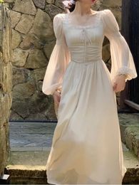 French Elegant Princess Evening Party Midi Dresses for Women Autumn Slim Bandage Long Sleeve Vestidos Korean Spring Clothes 240115