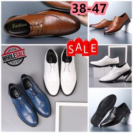 Designers Shoes Casual Shoes Mans Blue brown Leather Shoes Pointed Toe banquet suit Man Business heel EUR 38-47