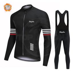 Raphaful Winter Thermal Fleece Cycling Sets Road Bike Shirts MTB Jackets Bib Tights Bicycle Clothing Long Sleeve Jersey 240116