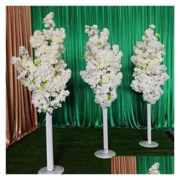 Party Decoration Tall Round Metal Frame Flower Stand For Wedding Backdrop Aisle Runner Large Floor Stage White Pillar Walkway Chande Dhztp