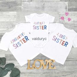 Family Matching Outfits Big Sister Little Sister Matng T Shirt Kids Girls Sibling T-Shirt Baby Bodysuit Older Sister Younger Sister Tee Shirts Tops H240508