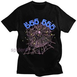 Men's T-shirts Vintage Printing Sp5der 555555 Angel Number t Shirt Men Women b Quality Spider Web Pattern T-shirt Top Tees G230427 494Y