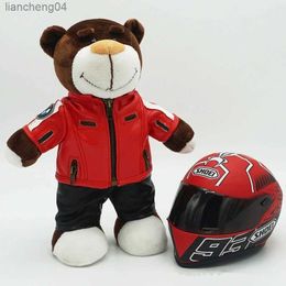 Plush Dolls Kawaii 16cm helmet and 30cm teddy bear motorcycle decoration cute anime filled soft plush toys as gifts for friends