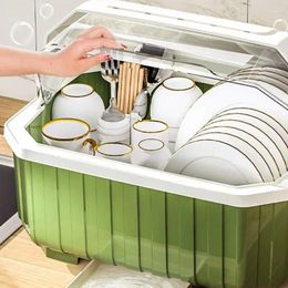 Kitchen Storage Utensil Organizer Durable Space Saver Basket Holder With Lid Dustproof Large Capacity Drying Rack