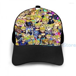 Ball Caps Fashion JJBA Giorno Giovanna Collage Basketball Cap Men Women Graphic Print Black Unisex Adult Hat