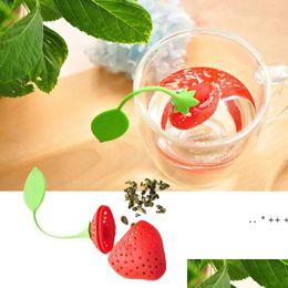Stberry Shape Food Grade Sile Tea Infuser Strainer Filter Silica Gel Bag Teas Tools Cup Hanger Drop Delivery Dhled