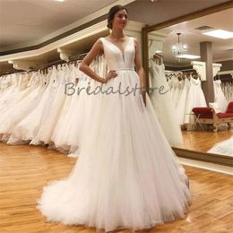 Simple Boho Wedding Dress 2024 White Sleeveless Tulle Country Bride Dress Elegant Sexy Backless Bohemian Bridal Gowns Civil Great Gatsby Robe De Mariee Vestio Novia