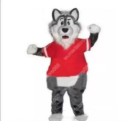 Newest grey Wolf Mascot Costume Top quality Carnival Unisex Outfit Christmas Birthday Outdoor Festival Dress Up Promotional Props Holiday Party Dress