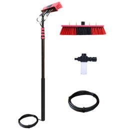 20 FT Water Fed Pole Window Cleaning System Brush with Soap Dispenser for Solar Panel Kit 6 Metres High Reach Washing Tool 240116