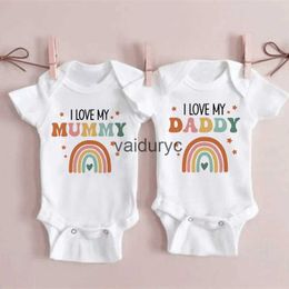 Rompers I Love Mummy Daddy Printed Newborn Baby Bodysuits Funny Summer Short Sleeve Infant Rompers Body Boys Girls Jumpsuits H240508