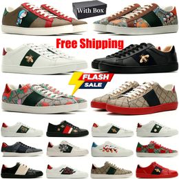 FREE SHPPING Italy Luxury Walking Sneakers Platform Low Men Women Shoes Casual Dress Trainers Tiger Embroidered Ace Bee White Green Red 1977s Stripes Mens Shoe