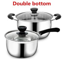 Stainless Steel pot Double Bottom Soup Pot Nonmagnetic Cooking Multi purpose Cookware Non stick Pan induction cooker used pot 240115