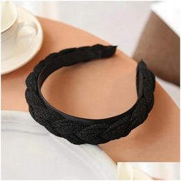 Hair Accessories Solid Colour Veet Braid Headband Korean Twists Hairband Girls Cross Knot Bands Fashion For Women Drop Delivery Product Ot1Sj