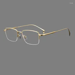 Sunglasses Frames Vintage Half Frame Eyeglasses With Titanium Optical Prescription Lenses High Quality Ultra Light Glasses Men And Women