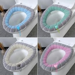 Toilet Seat Covers Stitched Colour Portable Knitted Mat Thickened Washable Antifreeze Cover O Type Universal