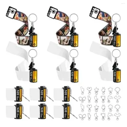 Keychains 12 PCS Sublimation Camera Film Roll With Replacement Keyrings Po For Birthday DIY Crafts
