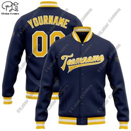 3D Printing Custom Name Blue Jacket Colourful Lettering Full Snap Unisex Team Gift Winter Arrival 240115