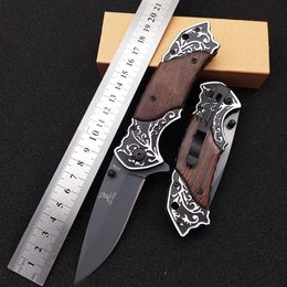 Multi function Camping Folding Knife Stainless Steel Hunting Knifes Wood Handle Survival Pocket Knives Outdoor Cutlery Blades Sharpen Cutter