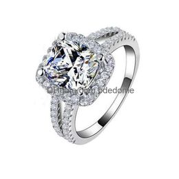 Wedding Rings Yhamni Original Fashion Jewelry 925 Sterling Sier Wedding Rings For Women With 8Mm Cz Diamond Engagement Ring Wholesale Dhejp