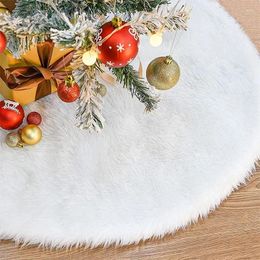 Christmas Decorations Tree Skirt 78/90CM White Plush Ornaments Merry Decorative For Party Decoration Supplies