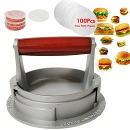 High quality Round Shape Hamburger Press Aluminum Alloy Hamburger Meat Beef Grill Burger Press Kitchen Food Mold Drop 240115