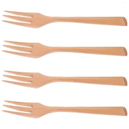 Forks 4pcs Wooden Salad Servers Cooking Fork Multifunctional Kitchen Utensils