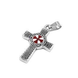 Fashion Celtic Knot Red Cross Pendant Stainless Steel Jewelry Templar Armor Shield Knight Cross Men Pendant Wholesal2392