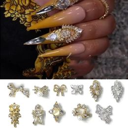 10pcs Luxury Nail Art Charms Zircon Metal Decoration Light Luxury Micro-inlaid Flash Diamond Japanese Rhinestones for DIY Nails 240115