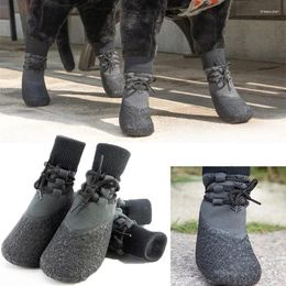 Dog Apparel 4Pcs Waterproof Knitted Protector With Adjustable Straps Fashion Non-slip Outdoor Solid Color Shoes Boots