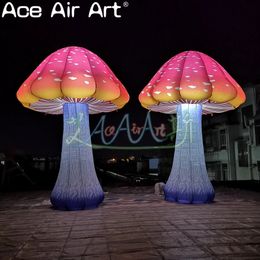 Free Standing Giant Led Inflatable Mushroom Straight Crooked Plant Model Outdoor Party Decoration with Full Prints Material 240116