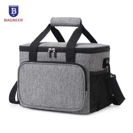 Insulated Lunch Bag Food Thermal Box Portable Outdoor Picnic Cooler Bag Leakproof Office Tote Lunchbag Shoulder Strap Lunchbox 240116