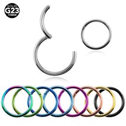 10Pcs/lot 14G 16G Nose Rings Nostril Piercing Naz Septum Ring Hinged Segment Clicker Daith Piercing Earrings Jewellery 240116