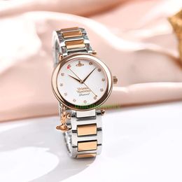 vivianeism westwoodism watch Stainless Steel Empress Dowager West Fashion Trend Rose Gold 11 Diamond Scales Elegant Quartz Women's Watch