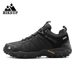 HIKEUP Latest Men Hiking Shoe Mesh Breathable Non-slip Outdoor Sneakers Rock Climbing Trekking Hunting Boots Men Suede Leather 240115