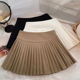 Skirts High Waist Wool Pleated Skirt Women's 2024 Spring And Autumn Korean Style College Western Casual Mini