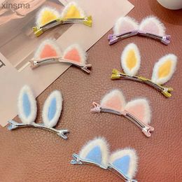 Headbands 2pcs Cute Ears Hair Clips 3D Rabbit Bear Hair Pin for Baby Girls Kawaii Headwear Little Girls Kids Hair Accessories YQ240116