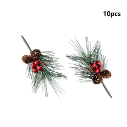 Decorative Flowers 10pcs Artificial Pine Picks Red Holly Berries Christmas Branches Ornament Xmas Tree 8 5cm Decor Wreath Gift Wrap Wedding