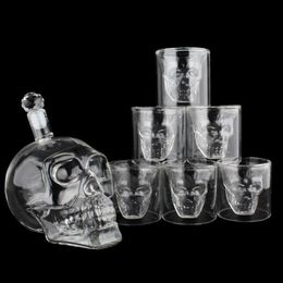 Crystal Skull Head S Cup Set 700ml Whiskey Wine Glass Bottle 75ml Glasses Cups Decanter Home Bar Vodka Drinking Mugs4455269